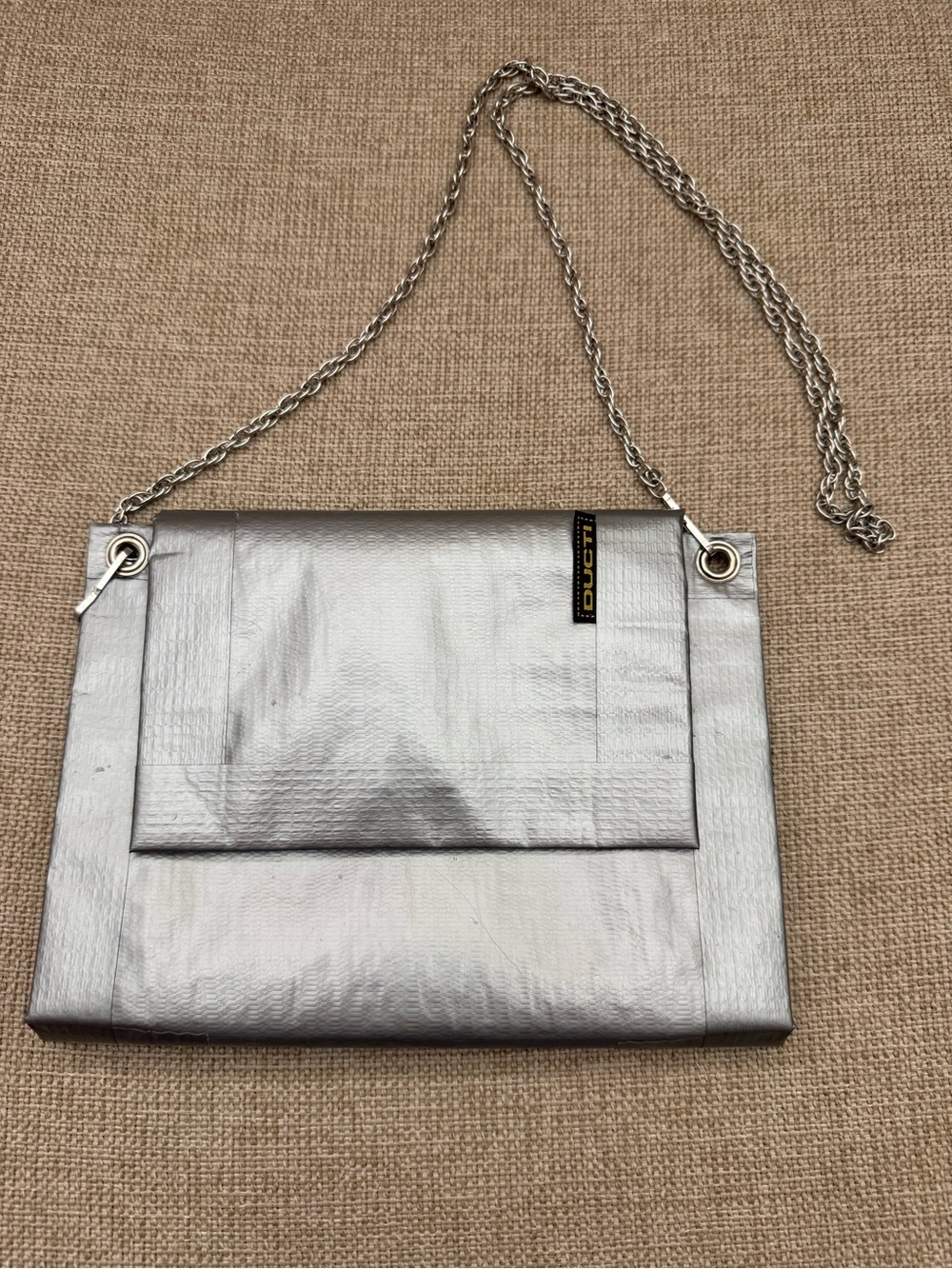 Silver Crossbody Bag - Handcrafted Duct Tape Design